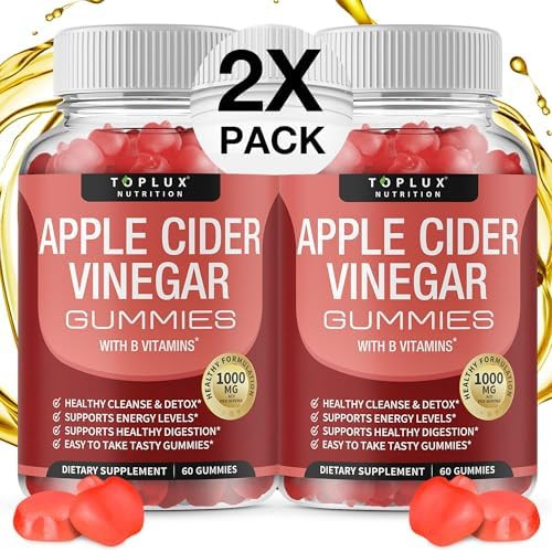 Toplux Apple Cider Vinegar Gummies 1000Mg Acv With B12 Beet Root Pomegranate For Immune System Detox & Cleanse Gummy Alternative To Apple Cider Vinegar Capsules For Men Women 60 Gummies