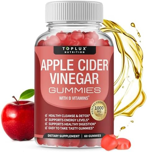 Toplux Apple Cider Vinegar Gummies 1000Mg Acv With B12 Beet Root Pomegranate For Immune System Detox & Cleanse Gummy Alternative To Apple Cider Vinegar Capsules For Men Women 60 Gummies