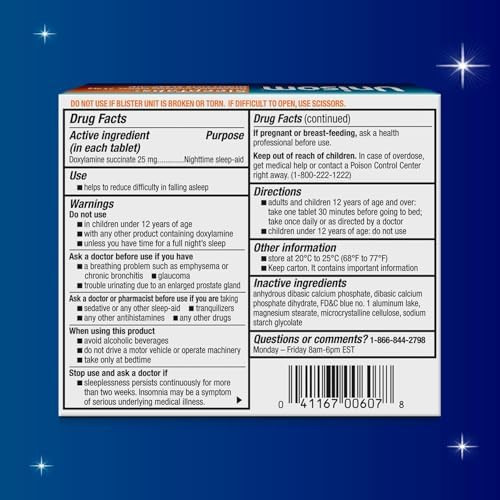 Unisom Sleeptabs Nighttime Sleepaid Doxylamine Succinate 16 Tablets