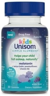 Unisom Simple Slumbers Kids Drug Sleep Aid Gummies 30Count Melatonin 0.5Mg Grape