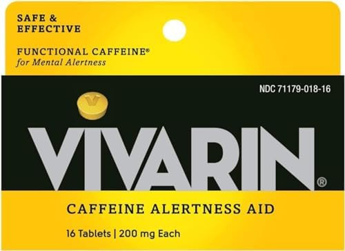 Vivarin Caffeine Pills 200Mg Caffeine In Each Tablet Safely And Effectively Helps You Stay Awake Alertness Aid Energy Supplement 16 Tablets 2 Pack