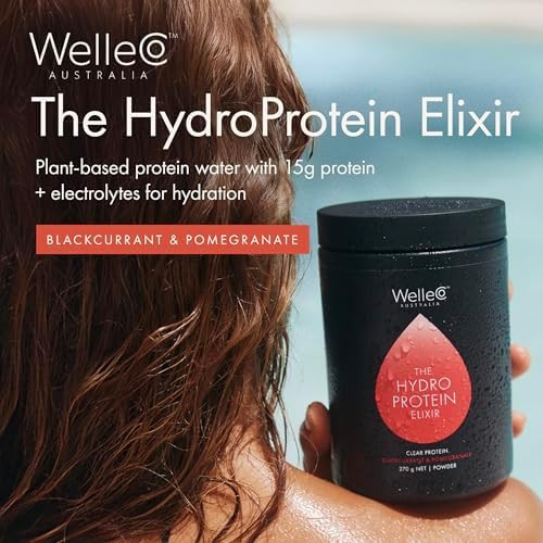 Welleco Hydroprotein Elixir Potassium Electrolyte Powder With 15G Vegan Protein For Energy Healthy Hair Skin & Nails Easy To Digest Powdered Electrolytes Black Currant & Pomegranate 9.5Oz Jar