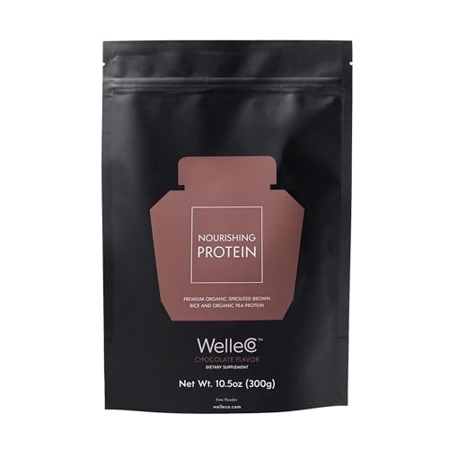 Welleco Plantbased Chocolate Protein Powder Organic Brown Rice & Pea Blend 16G Protein Per Serving Dairy Supplement For Energy Recovery & Daily Nutrition 10.5 Oz