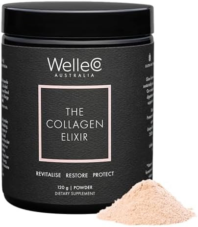Welleco The Collagen Elixir Marine Collagen Peptides Powder With Hyaluronic Acid Vitamin C Digestive Enzymes & Silica For Skin Hair & Nails Unflavored 4.23 Oz