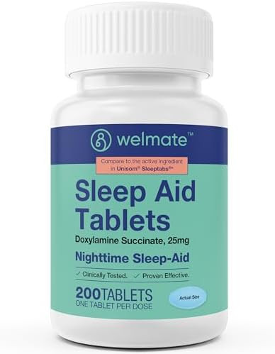 Welmate Nighttime Sleep Aid Doxylamine Succinate 25 Mg For Adults & Children 12+ 200 Tablets