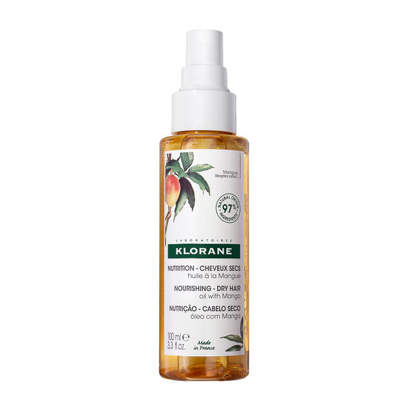 Klorane Nourishing Dry Hair Oil with Mango Hydrating and Protecting Bi-Phase Spray Paraben Sulfate and Alcohol Free Vegan Dermatologist tested