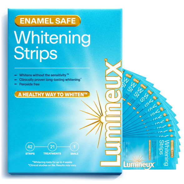 Lumineux Teeth Whitening Strips - 21 Treatments (3 Months) - Peroxide Free - Enamel Safe for Whiter Teeth - Whitening Without The Sensitivity - Dentist Formulated - Sensitivity