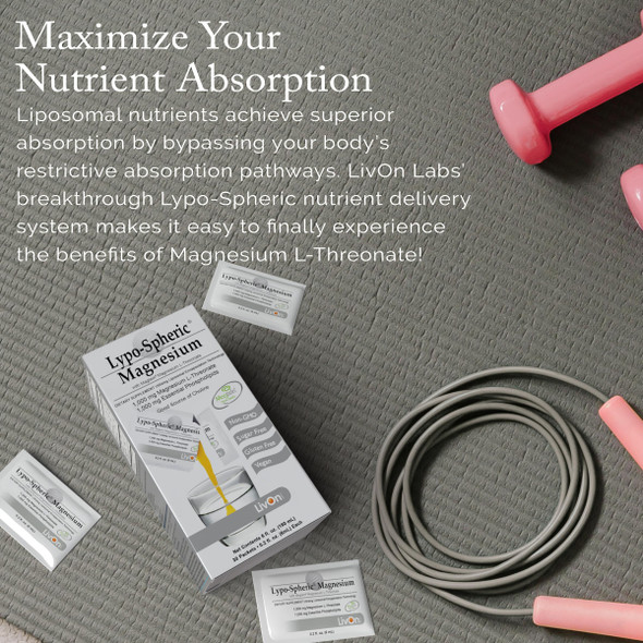 LivOn Laboratories Lypo-Spheric Magnesium L-Threonate – 30 Packets – 77 mg Magnesium Per Packet – Liposome Encapsulated for Maximum Bioavailability – Professionally Formulated & 100% Non-GMO - 2 Pack