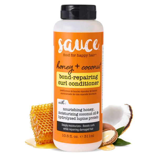 SAUCE Honey + Coconut Bond Repair Curly Hair Conditioner 10.5 Fl Oz Controls Frizz Helps Repair Damage & Reduce Breakage with Lupine Protein & Squalane No Sulfates & Parabens