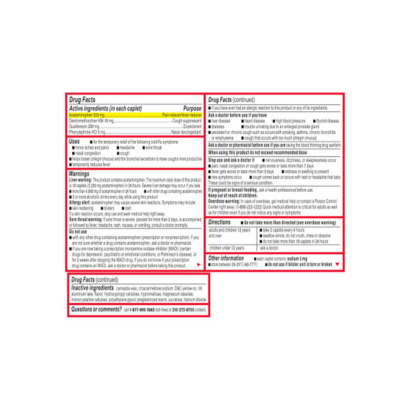 Tylenol Cold + Flu Severe Medicine Caplets for Cold & Flu Symptom Relief, Fever Reducer, Pain Reliever, Cough Suppressant, Nasal Decongestant & Expectorant with Acetaminophen, 24 ct.