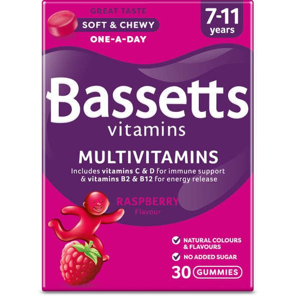 Bassetts Vitamins 7-11 Years Raspberry Flavour Multivitamins 30 Gummies