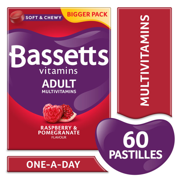 Bassetts Vitamins Adult Raspberry & Pomegranate Flavour Multivitamins 60 Gummy Pastilles
