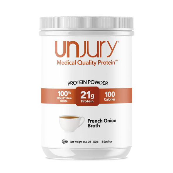 Unjury Whey Protein Powder | French Onion High Protein Soup | 21g 100% Whey Isolate Protein Powder | Low Carb and Lactose Free | Gluten Free | Certified Kosher | 15 Servings