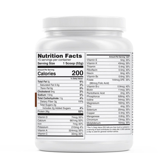 Unjury Meal Replacement Powder | Chocolate | 26g Protein | 25 Vitamins and Minerals | 100% Whey Isolate Protein Powder | Low Carb and Sugar | 15 Servings