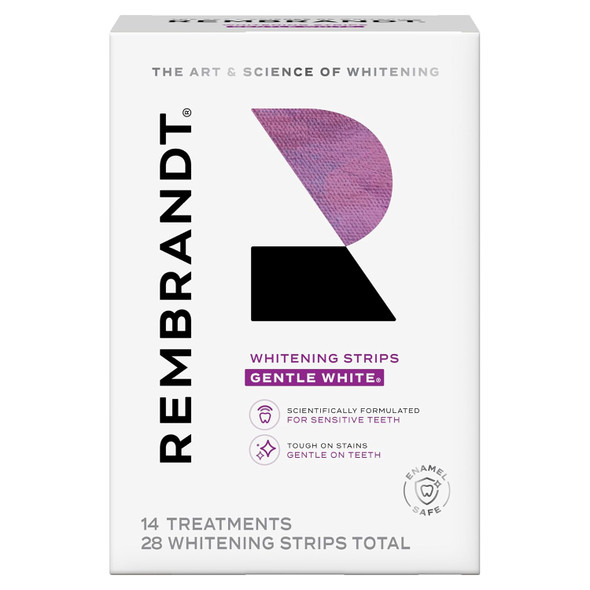 Rembrandt Teeth Whitening Strips, Gentle White, Sensitive Teeth Whitening, Gently Remove Tough Stains, Enamel-Safe, 28 Whitening Strips (14 Treatments)