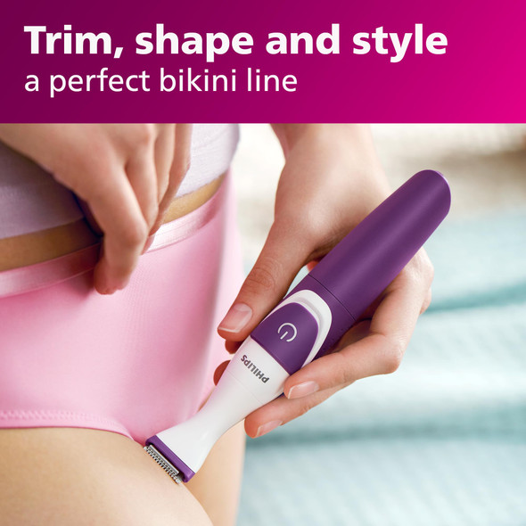 Philips Beauty Bikini Genie Cordless Trimmer for Bikini Line Hair Removal with Shaving Head and Comb BRT383/50