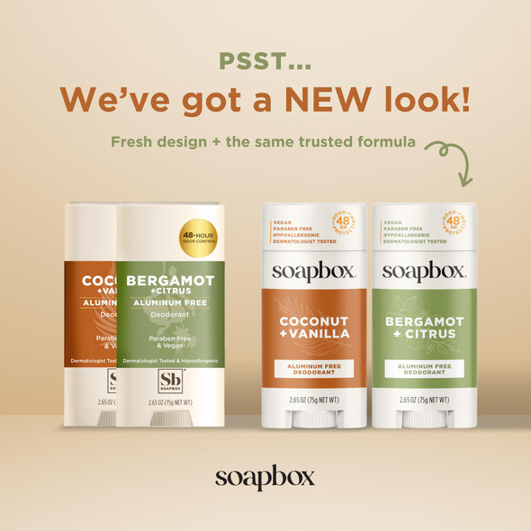 Soapbox Aluminum Free Deodorant Bergamot & Citrus Scented Deodorant Scented Aluminum-Free Natural Deodorants 2.65oz