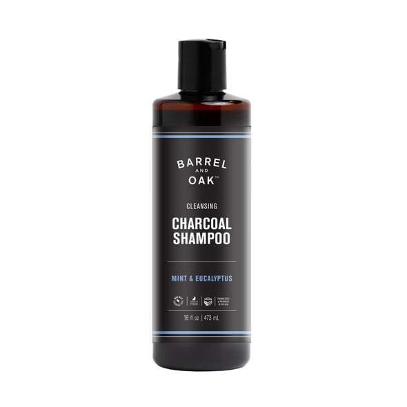 Barrel & Oak Mint & Eucalyptus Charcoal Shampoo for Men Cleansing Men’s Shampoo with Botanical Extracts & Essential Oils Scalp Care Vegan Hair Care Essentials 16 oz