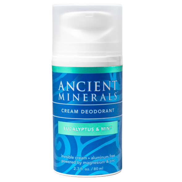 Ancient Minerals Natural Deodorant Cream – Eucalyptus & Mint Scent Aluminum-Free Vegan Deodorant for Women and Men with Magnesium Zinc & Vitamin E for Sensitive Skin 2 oz