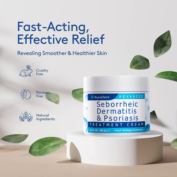 Roycederm Seborrheic Dermatitis Cream Scalp Treatment for Psoriasis Folliculitis Dry Scalp Dandruff Anti-Itch Cream for Soothing Relief