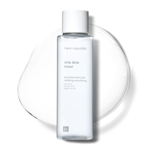 Republic Store Face Republic AHA BHA Toner 160ml 5.41 fl oz  Clarifying Refining Hydrating  Pore Care Gentle Exfoliation  AHA BHA PHA LHA  for Oily Sensitive Skin  Alcohol Free  Vegan Korean Skincare