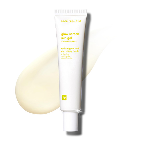 Republic Store Face Republic Glow Screen Sun Gel 40ml 1.35 fl oz  SPF50+ Broad Spectrum UV Protection  Ultra Lightweight  No White cast  Niacinamide  Reef Safe   Vegan Korean Skin Care