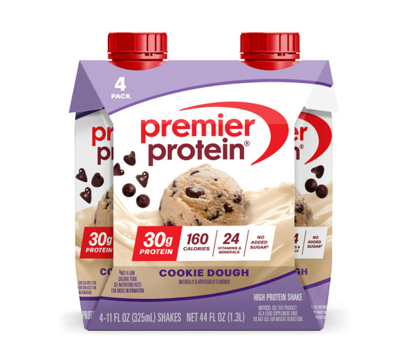 Premier Protein Shake Cookie Dough 30g Protein No Added Sugar 24 Vitamins & Minerals to Support Immune Health 11 fl oz 4 Pack