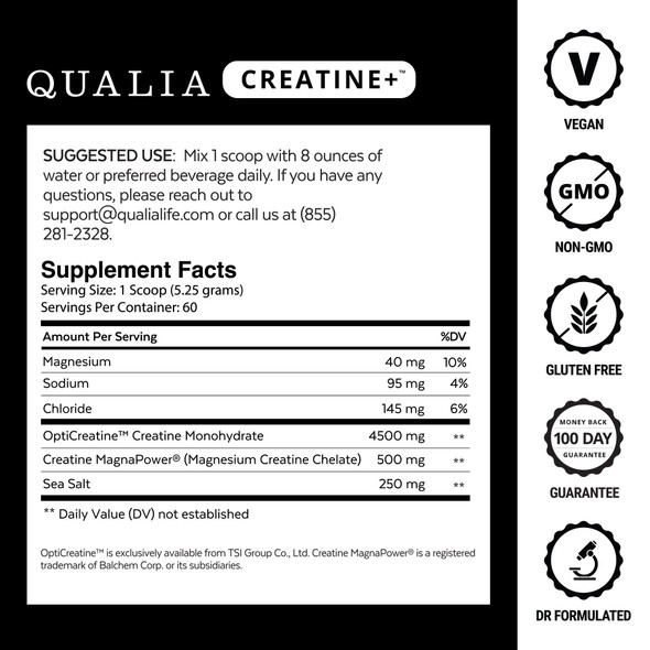 Qualia Creatine | Advanced Creatine Complex | 2 Sources + Magnesium | Optimized Absorption | Muscle Performance Brain Function & Healthy Aging
