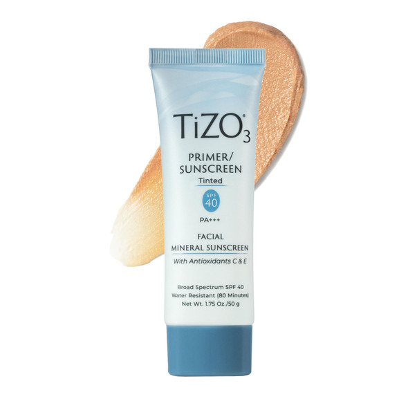 TiZO3 Facial Mineral Sunscreen and Primer Tinted Broad Spectrum SPF 40 with Antioxidants Sheer matte finish Fragrance-Free Oil-Free Dermatologist-recommended PA+++ 1.75 oz