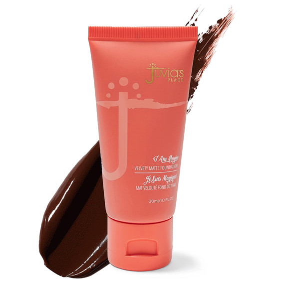 Juvia's Place I Am Magic Velvety Matte Liquid Foundation 100 - Sudan - Deepest Dark w/Cool Undertone Makeup Foundation Full Coverage Lightweight Long Wear Velvety Matte Finish