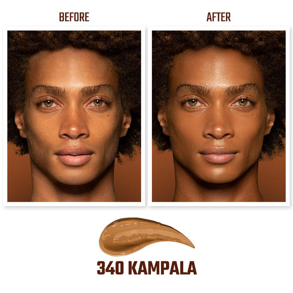 Juvia's Place I Am Magic Velvety Matte Liquid Foundation 340 - Kampala - Dark Tan w/Golden Undertone Makeup Foundation Full Coverage Lightweight Long Wear Velvety Matte Finish