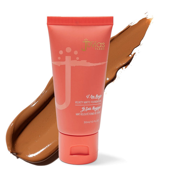 Juvia's Place I Am Magic Velvety Matte Liquid Foundation 340 - Kampala - Dark Tan w/Golden Undertone Makeup Foundation Full Coverage Lightweight Long Wear Velvety Matte Finish