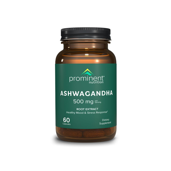 Prominent Nutrition Ashwagandha Supplement - Clinically Researched Shagandha Root Extract for Healthy Mood & Stress Support, Standardized to 2.5% Withanolides, 500 mg, 60 Vegan Capsules