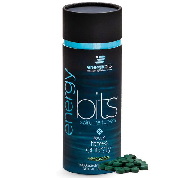 ENERGYBITS - Organic Spirulina Tablets - Plant-Based Algae Superfood - for Focus, Fitness, Energy - Plant Protein - Gluten Free - Collagen, Vitamin B12, Omega 3 - Keto & Vegan - 1000 Tablets Canister