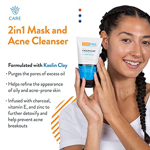 Acnefree Acne Free Kaolin Clay Detox Mask 5Oz With Charcoal Kaolin Clay Vitamin E + Zinc Cleanser Or Mask For Oily Skin To Deeply Clean Pores And Refine Skin