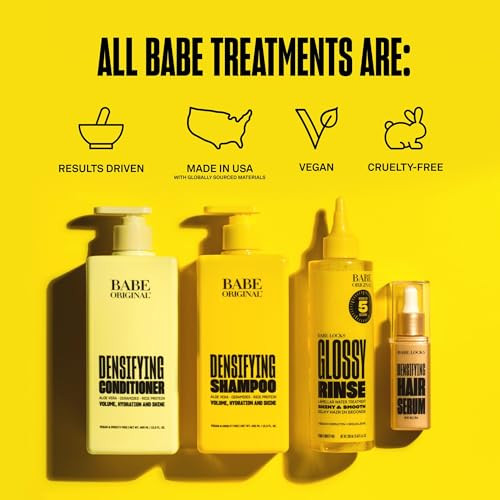 Babe Original Densifying Shampoo & Conditioner Volumizing Conditioner For Fine Or Dry/Damaged Hair | Aloe Vera Ceramides Rice Protein For Fuller + Hydrated Hair | Cruelty-Free And Vegan