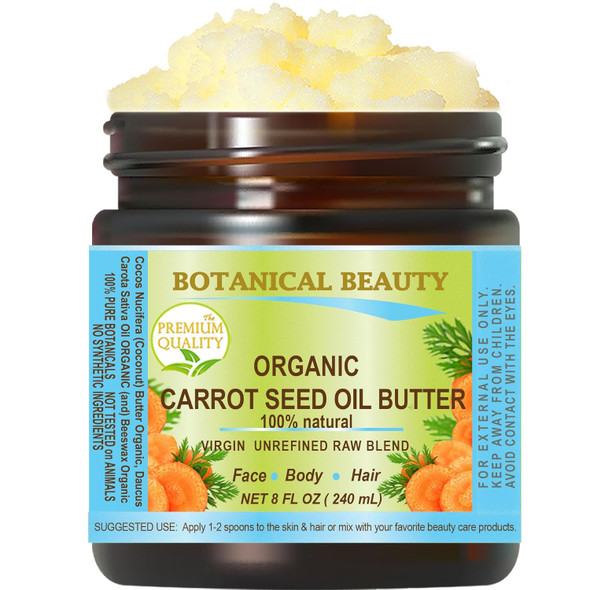 Botanical Beauty Carrot Seed Oil Butter Pure Natural Virgin Unrefined Raw 4 Fl. Oz.- 120 Ml For Face Skin Body Damaged Hair Nails. Rich In Beta Carotene Vitamin E