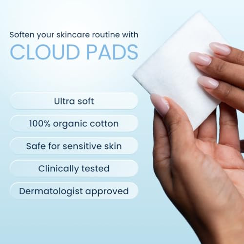 Clean Skin Club Cloud Pads Ultra-Soft & Thick Face Pads 100% Organic Cotton Dermatologist-Approved Makeup Remover And Toner Applicator Sensitive-Skin Safe 60 Count (Pack Of 1)