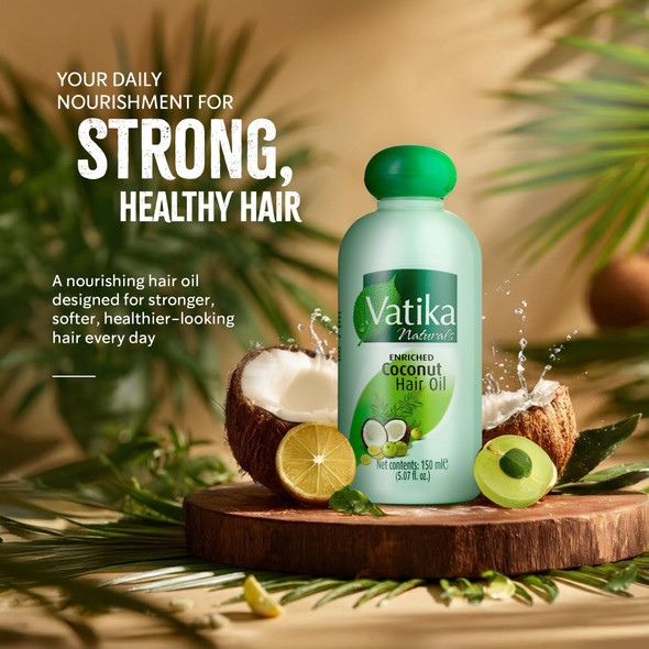 Dabur Vatika Coconut Hair Oil Nourishing Hair Treatment with Amla & Henna 150ml