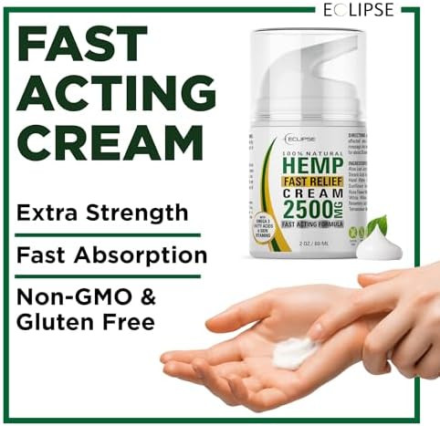 Eclipse Hemp Hemp Cream By Eclipse - Non-Greasy Targeted Long-Lasting Relief - Natural Hemp Extract Cream - Made In Usa - 2 Pack