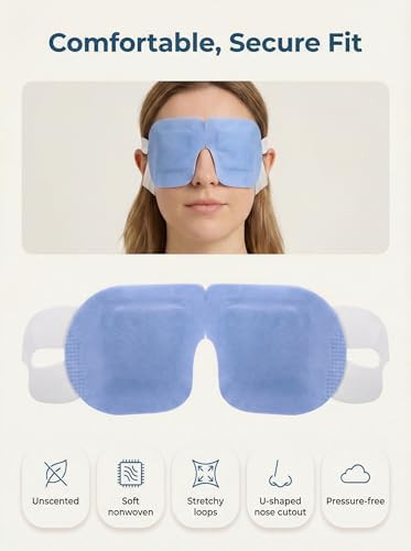 Facemoon Self Heating Steam Eye Mask: 10-Pack Unscented Disposable Warm Eye Compress For Dry EyesStye & Tired Eyes Stress Relief Moist Eye Warmer For Spa Flight Travel & Relaxation For Women