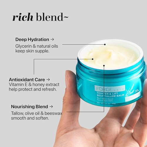 Forge Skin Tighten & Lift Balm For Women [Tallow-Based] - Beef Tallow & Honey Extract Face Moisturizer - Natural Cream - Hydrating Facial Lotion - Anti Aging Skincare With Essential Oils (1.7 Oz)
