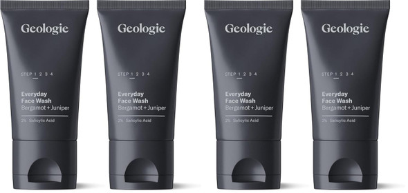 Geologie 2% Salicylic Acid Unscented Face Wash | Fragrance-Free Facial Cleanser For Men & Women | Acne & Oil Control | Non-Irritating Deep Cleansing & Bha Exfoliating Face Wash | 2-Pack
