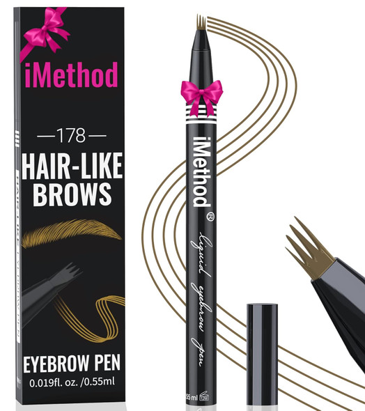 Imethod Eyebrow Pen - Microblading Eyebrow Pen Eyebrow Pencil With A Micro 4-Fork Tip For Natural Hair-Like Brows Long-Lasting Eye Brow Pencils For Women Waterproof Light Brown
