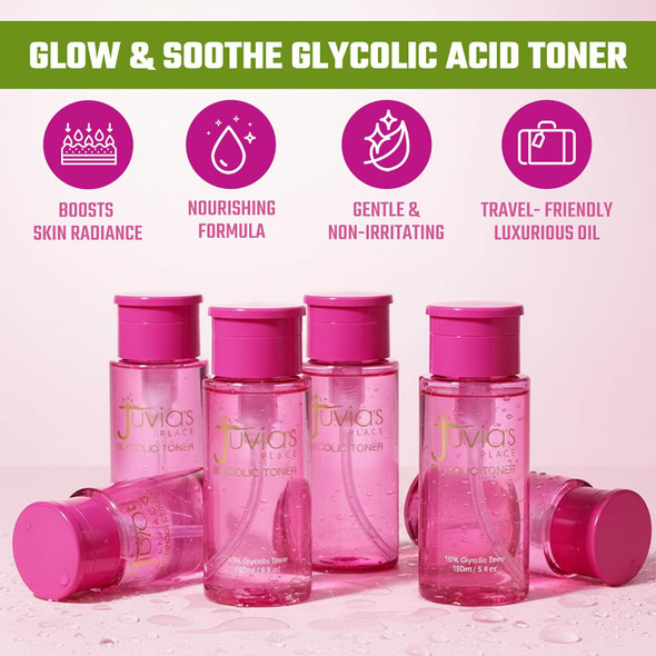 Juvia'S Place The 10% Glycolic Acid Toner 5 Fl Oz Aloe Vera Chamomile Allanton Skin Conditioner Gentle Non-Irritant Exfoliates Glowing Luminous Skin Appearance Moisturizer