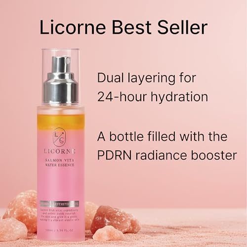 Licorne Salmon Vita Water Essence - Dual-Phase Spray Serum With Sodium Dna (Pdrn) & Vitamin Complex Hydrating Face Mist For Glass Skin Glow Niacinamide & Hyaluronic Acid 3.38 Fl Oz