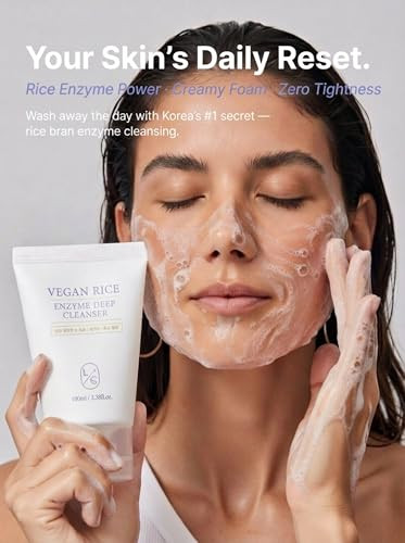 Licorne Vegan Rice Enzyme Purifying Cleanser - Gentle Daily Face Wash For Pore & Sebum Control Ph-Balanced Cushiony Lather For Smooth Texture Clarifying Care For Sensitive Skin 3.38 Fl Oz