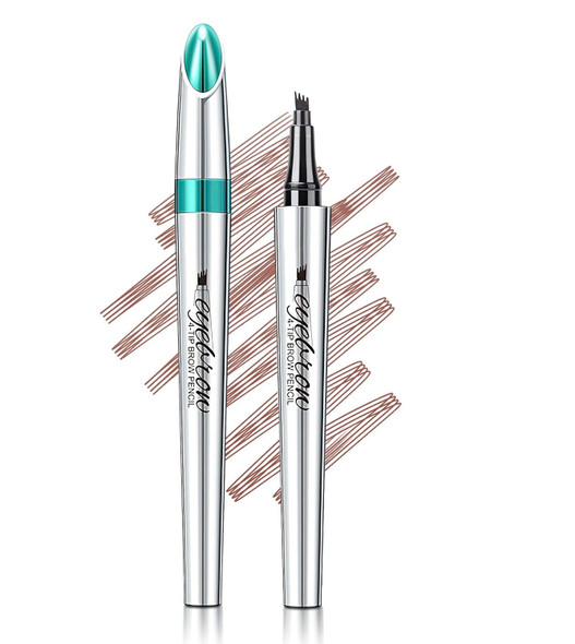 Oetuiow Eyebrow Microblading Pencil With 4-Fork-Tip Lift And Snatch Brow Tint Pen Waterproof & Long-Lasting Creates Natural-Looking Brows For Women (Light Brown)