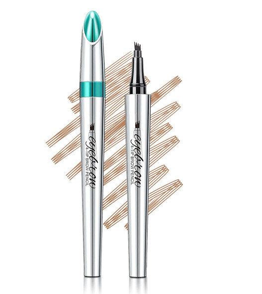 Oetuiow Eyebrow Microblading Pencil With 4-Fork-Tip Lift And Snatch Brow Tint Pen Waterproof & Long-Lasting Creates Natural-Looking Brows For Women (Light Brown)