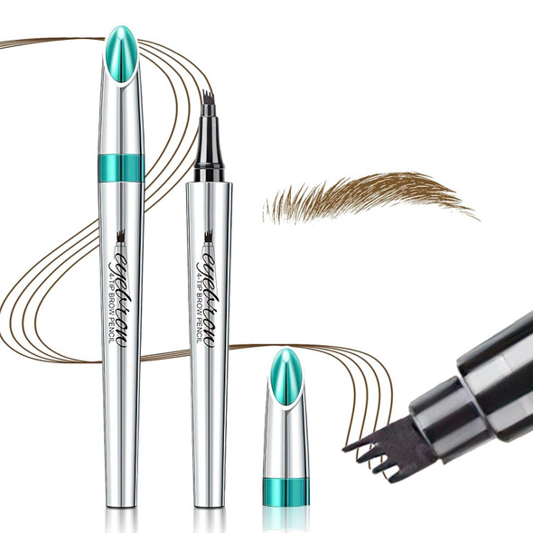 Oetuiow Eyebrow Microblading Pen With 4 Point Brow Pen Lift & Snatch Microblading Long-Lasting Waterproof Natural Eyebrow Hair (Light Brown)